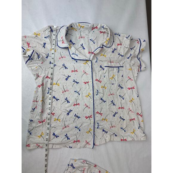 BedHead Pajama Set Dragonflies Short Sleeve Crop Pants 100% Cotton Plus Size 1X - Picture 3 of 11